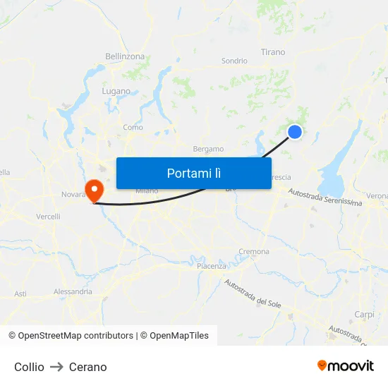 Collio to Cerano map