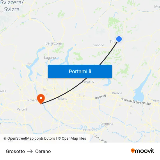 Grosotto to Cerano map