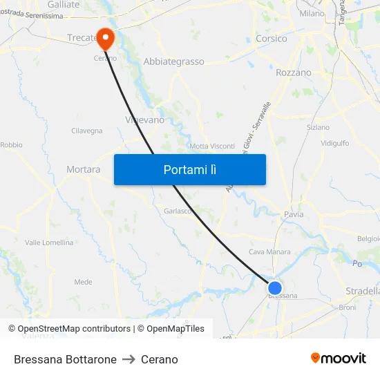 Bressana Bottarone to Cerano map