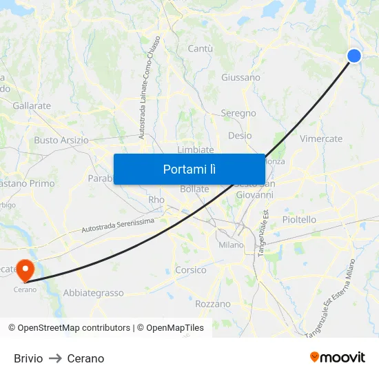 Brivio to Cerano map