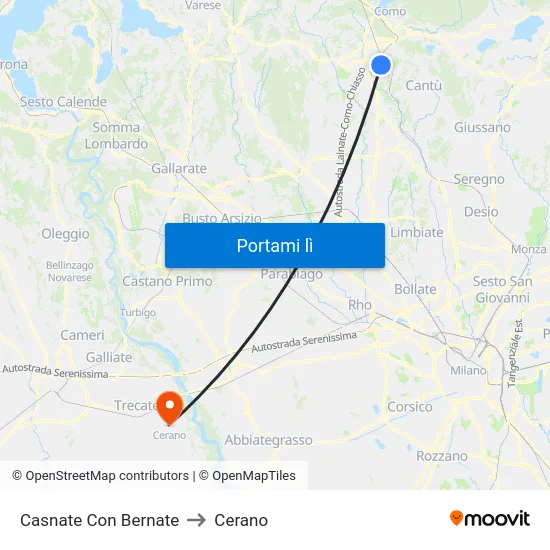 Casnate Con Bernate to Cerano map