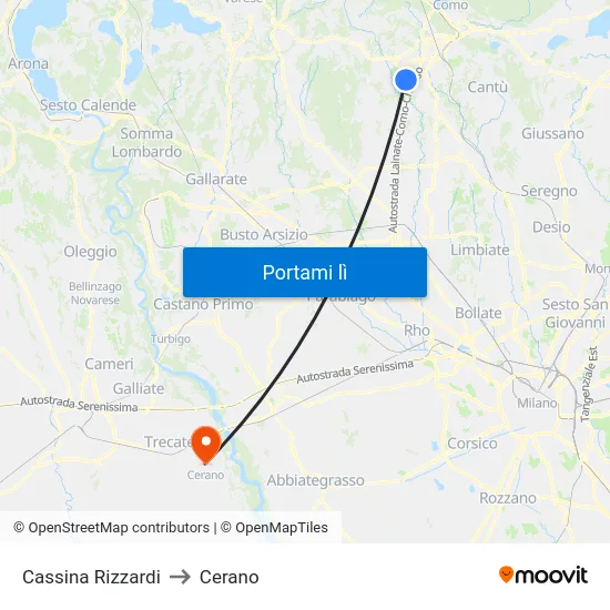 Cassina Rizzardi to Cerano map