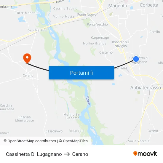 Cassinetta Di Lugagnano to Cerano map