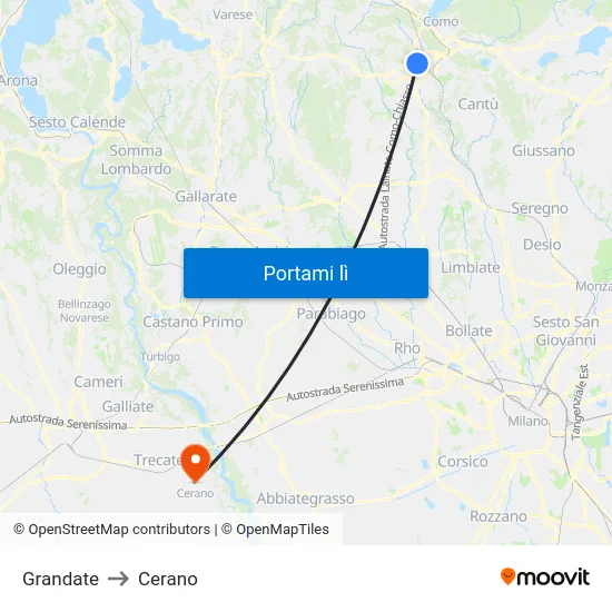 Grandate to Cerano map