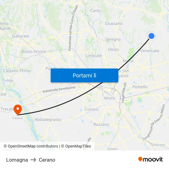 Lomagna to Cerano map