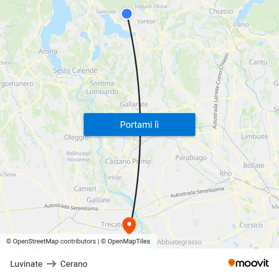 Luvinate to Cerano map