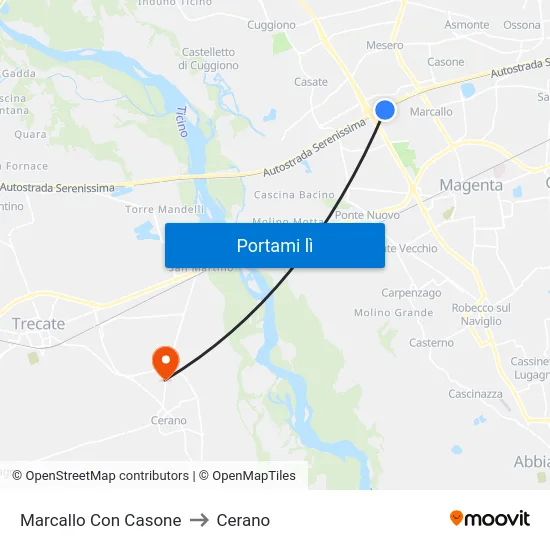 Marcallo Con Casone to Cerano map