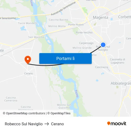 Robecco Sul Naviglio to Cerano map