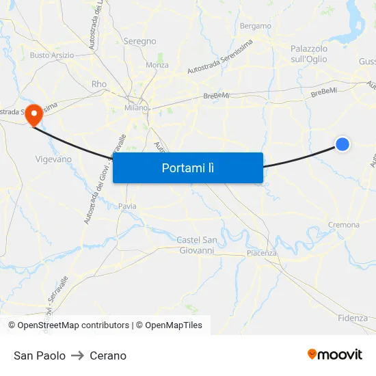 San Paolo to Cerano map