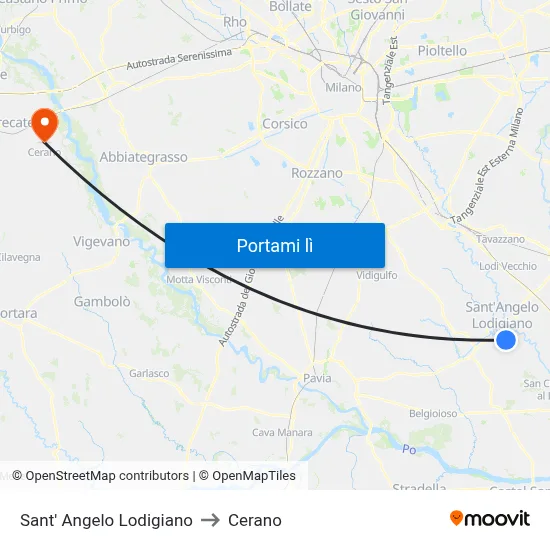Sant' Angelo Lodigiano to Cerano map