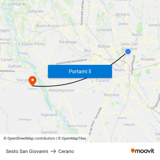 Sesto San Giovanni to Cerano map