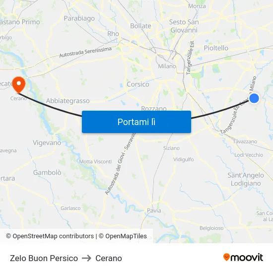 Zelo Buon Persico to Cerano map
