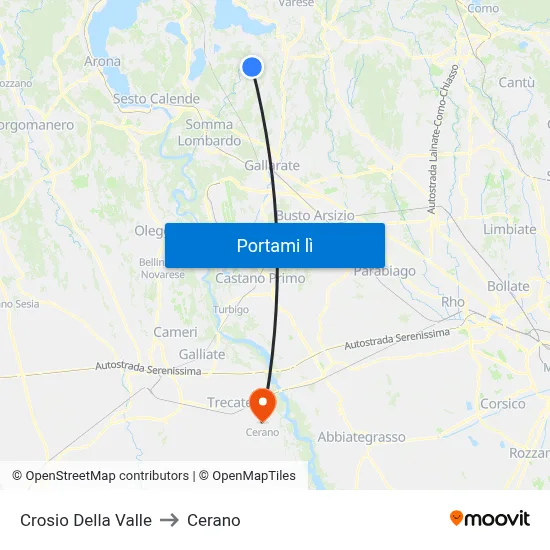 Crosio Della Valle to Cerano map