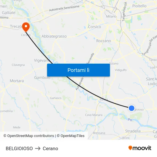 BELGIOIOSO to Cerano map