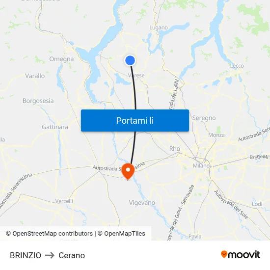 BRINZIO to Cerano map