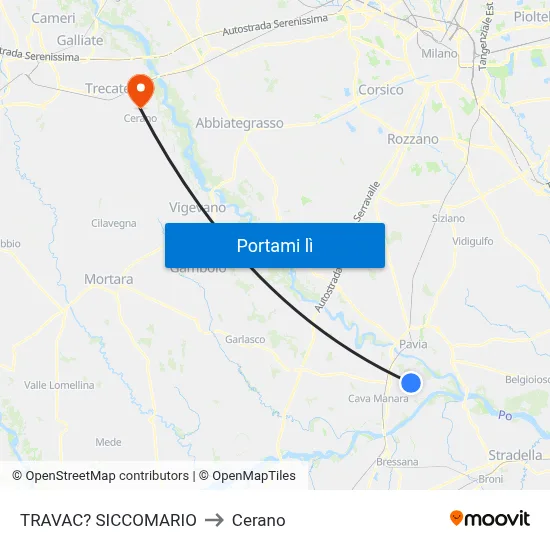 TRAVAC? SICCOMARIO to Cerano map