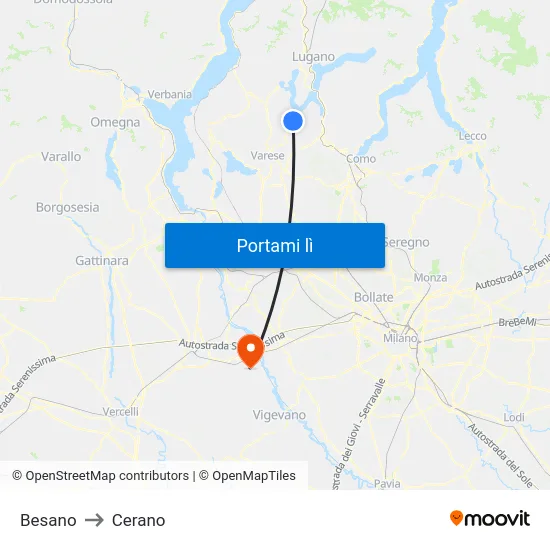 Besano to Cerano map