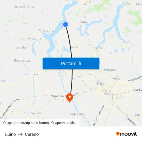 Luino to Cerano map