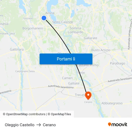 Oleggio Castello to Cerano map