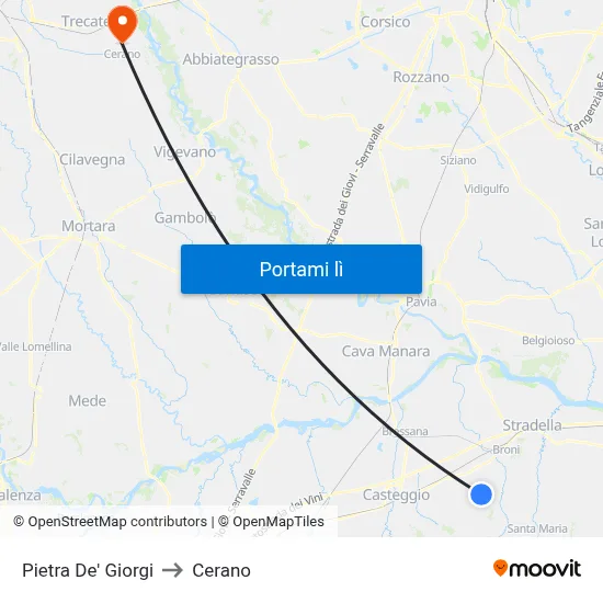Pietra De' Giorgi to Cerano map