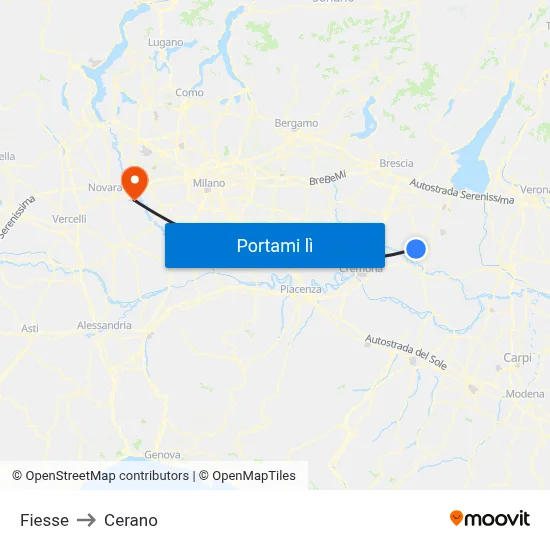 Fiesse to Cerano map