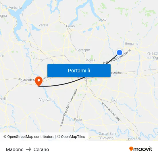 Madone to Cerano map