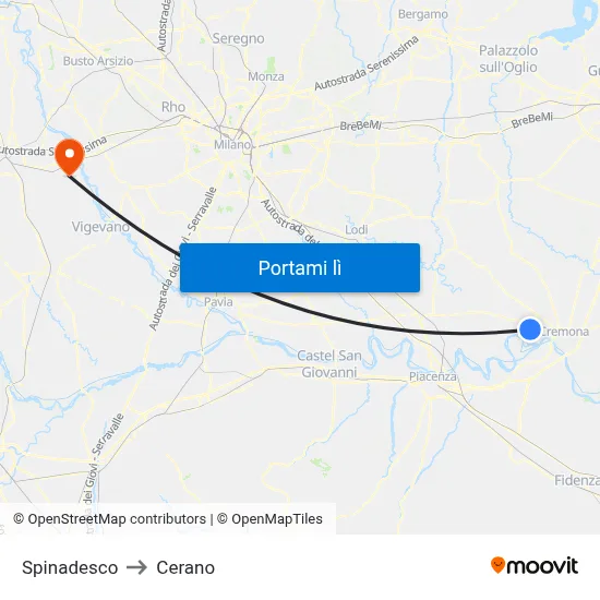 Spinadesco to Cerano map