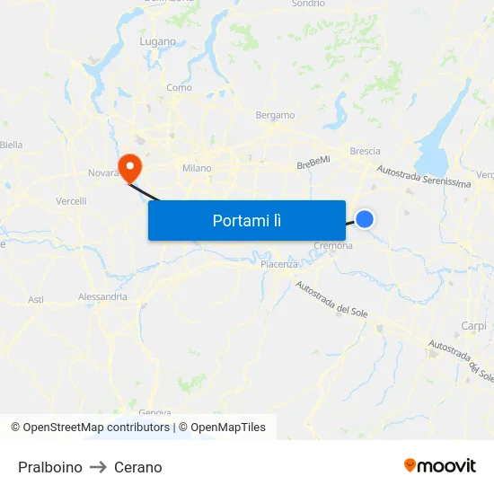 Pralboino to Cerano map