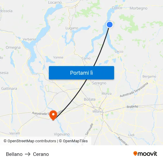 Bellano to Cerano map