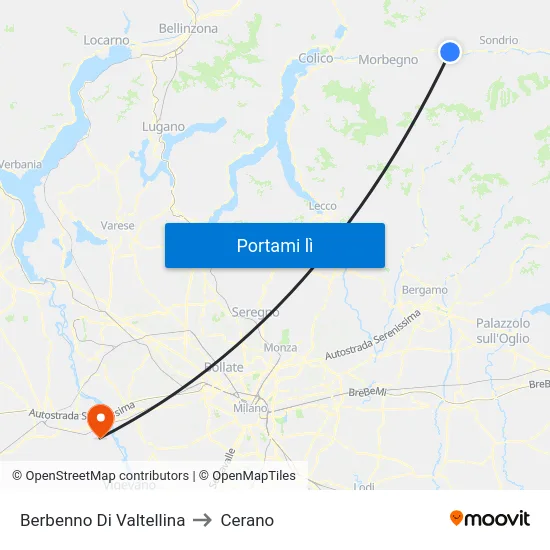 Berbenno Di Valtellina to Cerano map