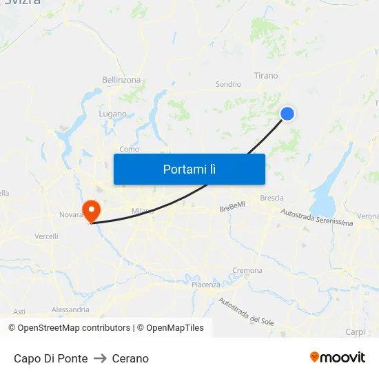 Capo Di Ponte to Cerano map