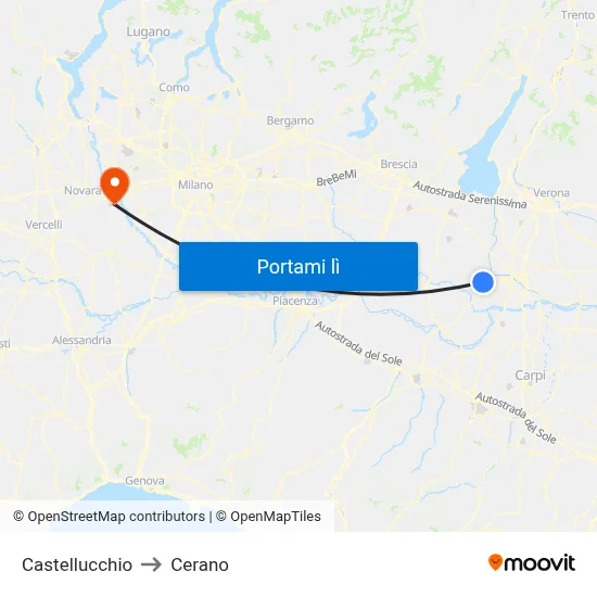 Castellucchio to Cerano map