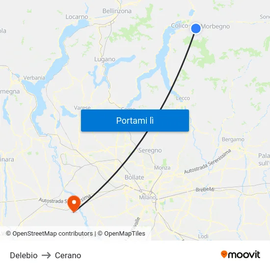 Delebio to Cerano map