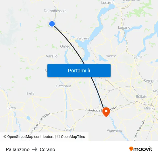 Pallanzeno to Cerano map