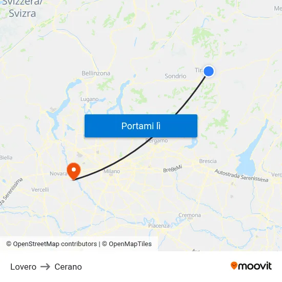 Lovero to Cerano map