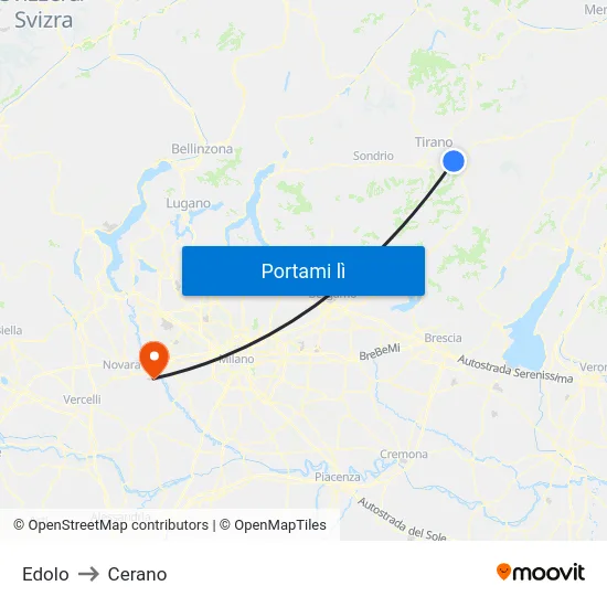 Edolo to Cerano map