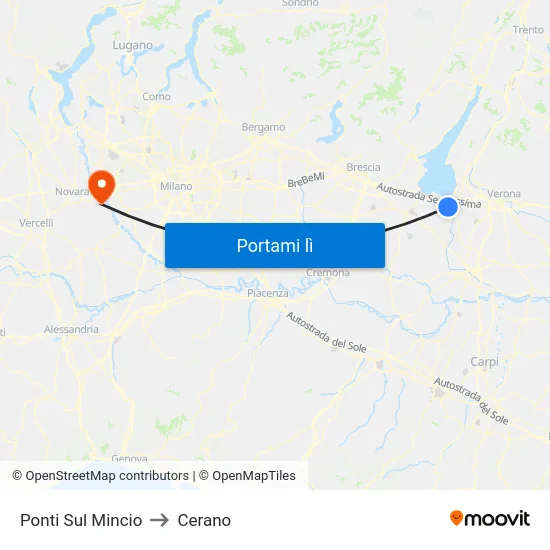 Ponti Sul Mincio to Cerano map