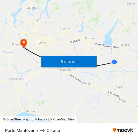 Porto Mantovano to Cerano map