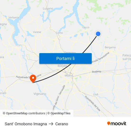 Sant' Omobono Imagna to Cerano map