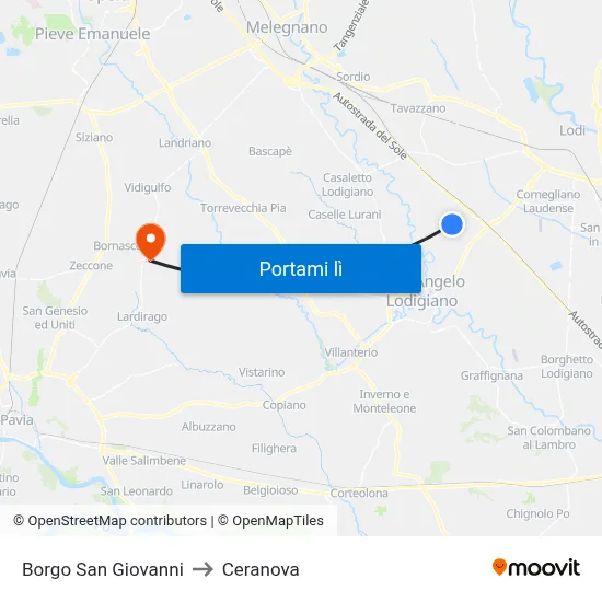 Borgo San Giovanni to Ceranova map