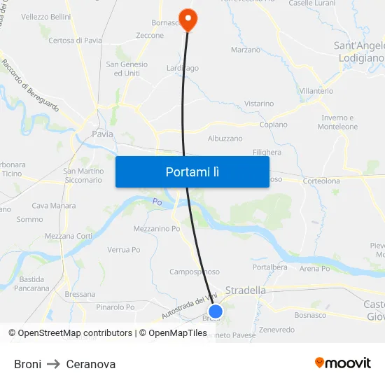 Broni to Ceranova map
