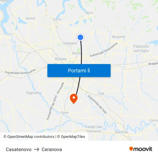 Casatenovo to Ceranova map