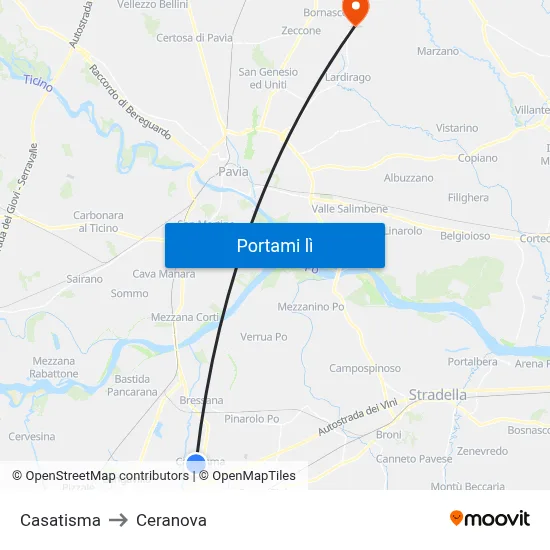 Casatisma to Ceranova map