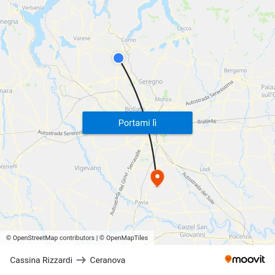 Cassina Rizzardi to Ceranova map