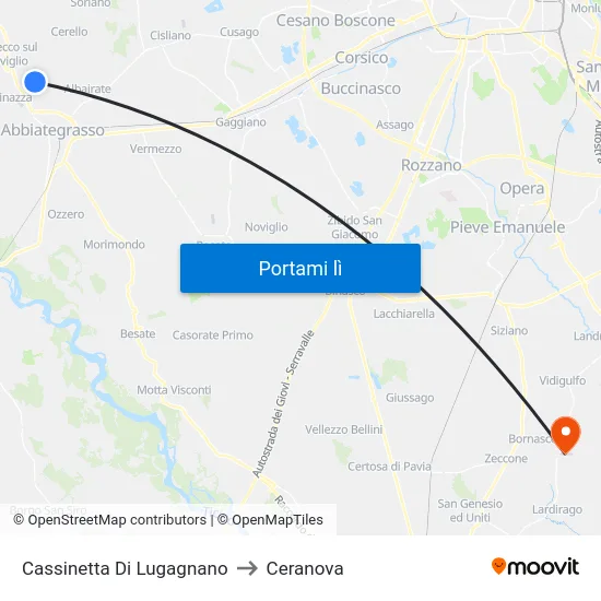 Cassinetta Di Lugagnano to Ceranova map