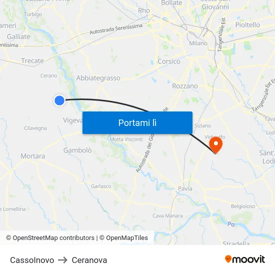 Cassolnovo to Ceranova map
