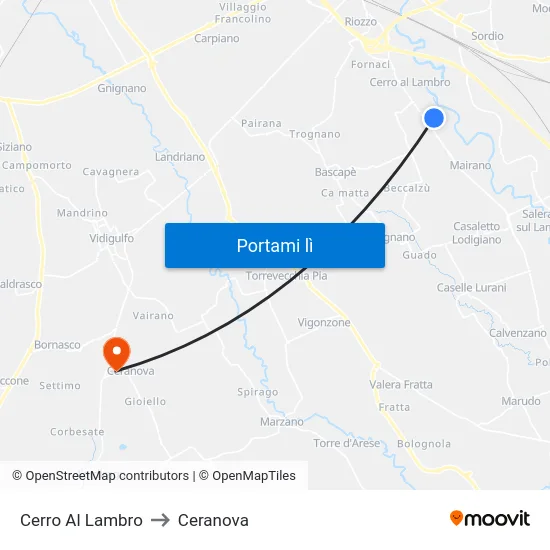 Cerro Al Lambro to Ceranova map