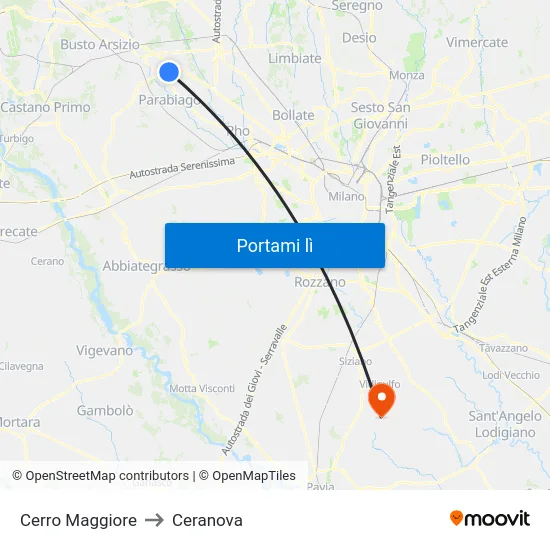 Cerro Maggiore to Ceranova map