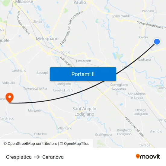 Crespiatica to Ceranova map