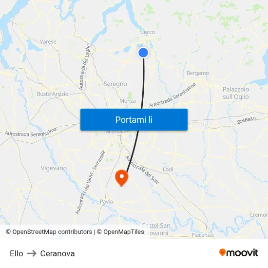 Ello to Ceranova map